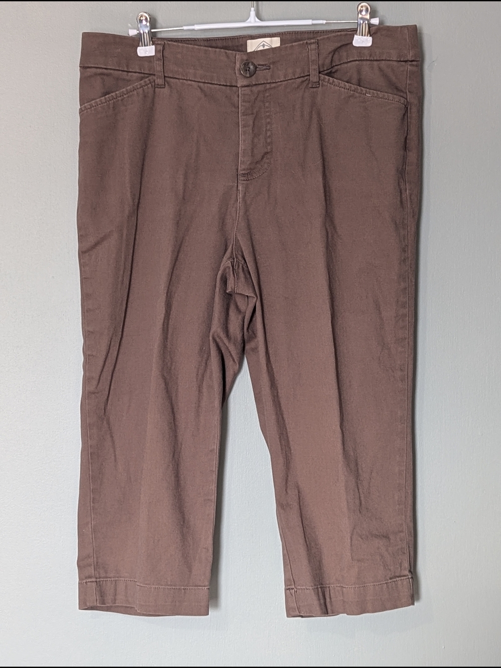 St Johns Bay Women's Chino Chocolateโ Brown Capri Pants Cargo Y2K Retro